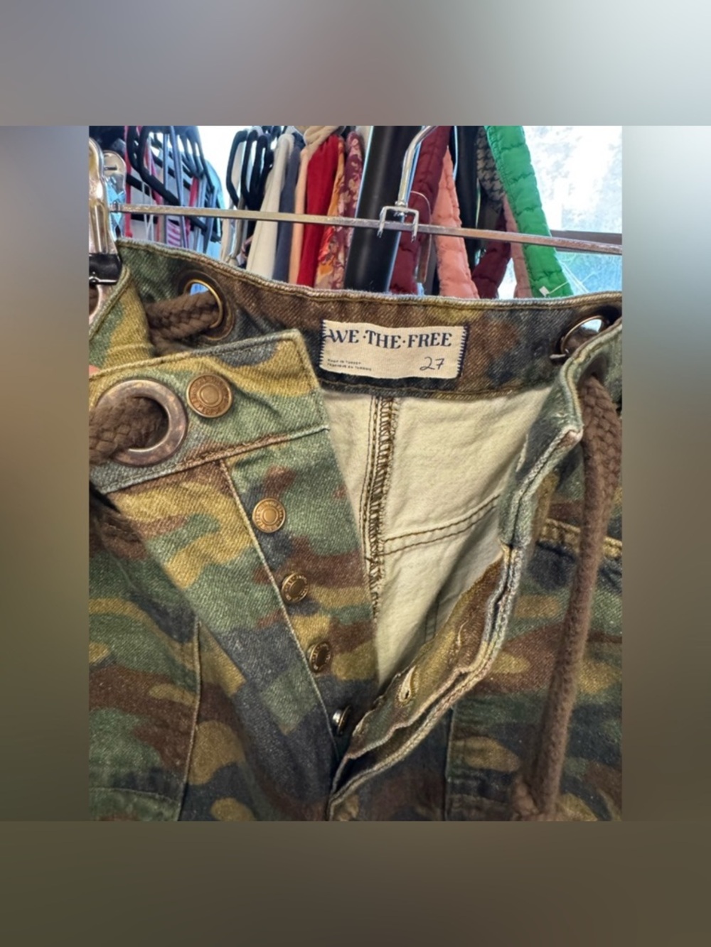 NWOT Free People We The Free Moxie Printed Low-Slung Barrel Jeans Green - 27, 30 - Picture 14 of 14